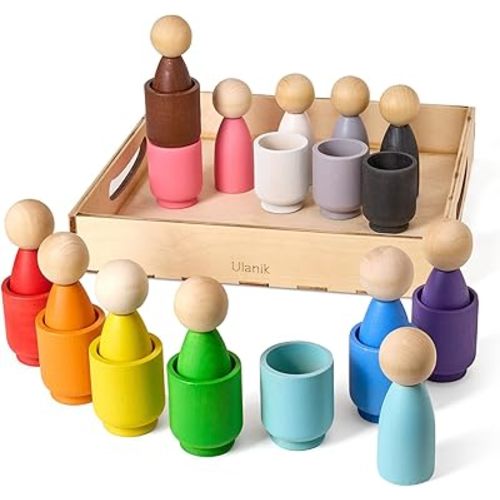Ulanik Peg Dolls in Cups Montessori Toys for 1 Year Old