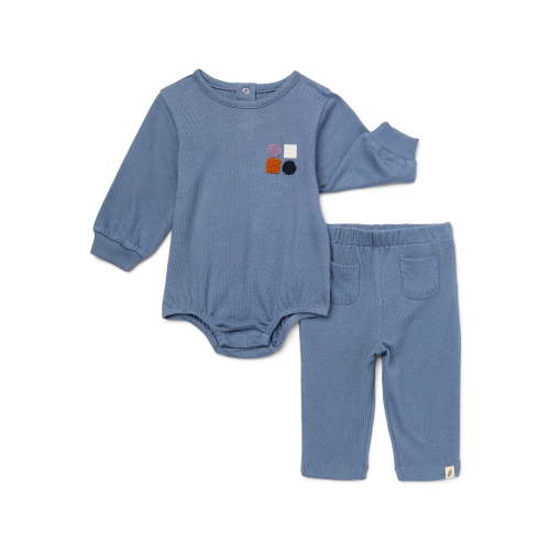 easy-peasy Baby Cotton Dumpling Bodysuit and Pants, 2-Piece Outfit Set, Sizes 0-24 Months