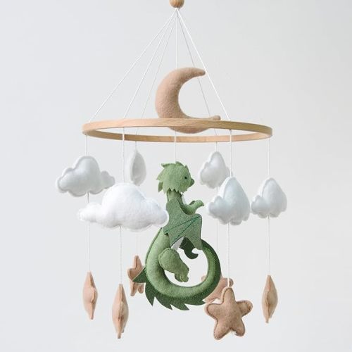 Dragon Mobile for Crib, Dragon Crib Mobile for Boys, Cloud Mobile for Crib, Neutral Baby Mobile for Crib Cloud Nursery Mobile