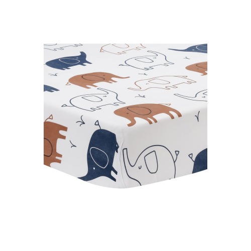 Playful Elephant 100% Cotton Baby Fitted Crib Sheet