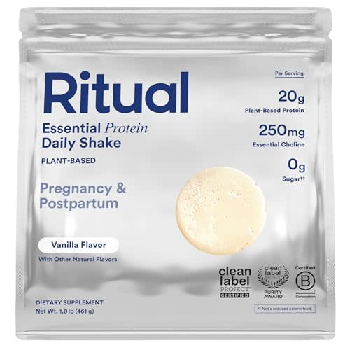 Ritual Prenatal Vegan Protein Powder - 20g Pea Protein - Vanilla - 1 Lbs | Choline to Support Pregnancy, Postpartum, Lactation and Lean Muscle* - 3rd Party Tested - Sugar Free* - Non-GMO - Gluten-Free