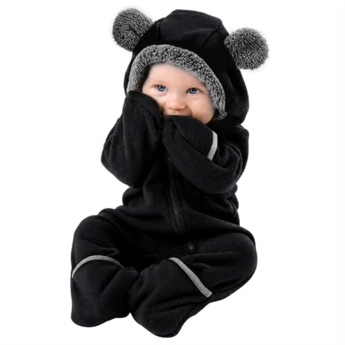 Cuddle Club Fleece Baby Bunting Bodysuit Hoodie, Newborn - 5T | Infant Romper Hooded Sweater Outfit, Car Seat Friendly, Convertible Mittens & Booties, Warm Jacket, Winter Suit Clothes