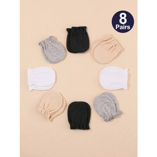 8 Pairs Baby Boy Solid Color Anti-Scratch Mittens, Soft & Comfortable, Suitable For 0-6 Months Babies Daily Casual Wear, All Seasons | SHEIN USA