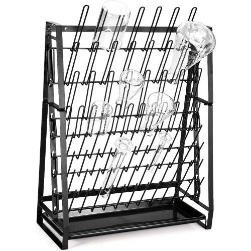 Lab Drying Rack, Steel Wire Bottle Drying Rack for Lab Glassware Countertop Wall Mounted Detachable Dryer Stand, Holds Up to 83 Pieces