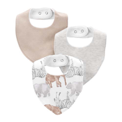 Carter's Child of Mine Baby Bibs, 3-Pack, White/Brown