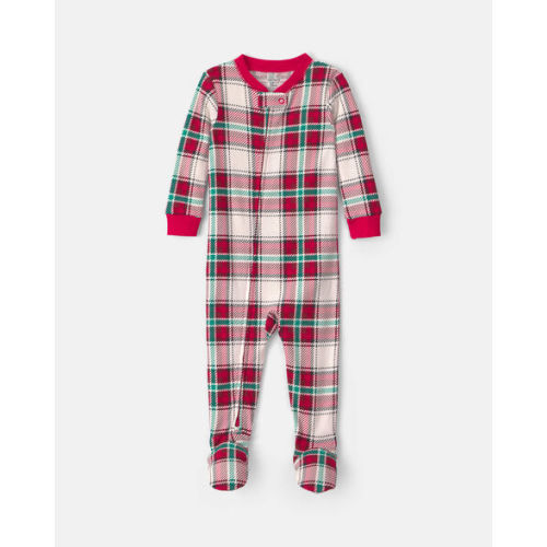 Baby 1-Piece Christmas Plaid 2-Way Zip 100% Cotton Snug Fit Footed Pajama - Red/Green | Carter's