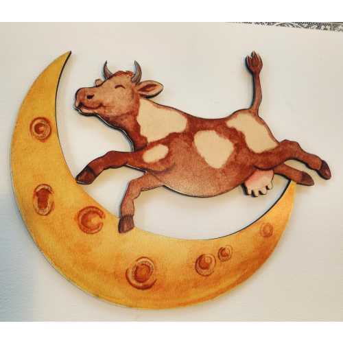 The Cow jumped over the moon - wood cutout - Baby Gift