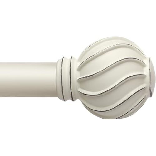 White Curtain Rods for Windows 28 to 48 Inch 7/8" Diamete Heavy Duty Adjustable Window Curtain Rod with Decorative Finials for Farmhouse Bedroom Living Room Kitchen Outdoor
