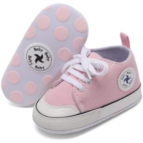 Baby Girls Boys Shoes Soft Anti-Slip Sole Newborn First Walkers High Top Canvas Denim Unisex Infant Sneaker