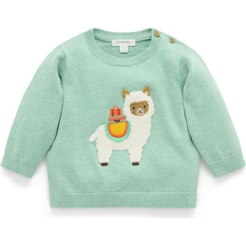 Organic Cotton Llama Jumper Aloe Melange