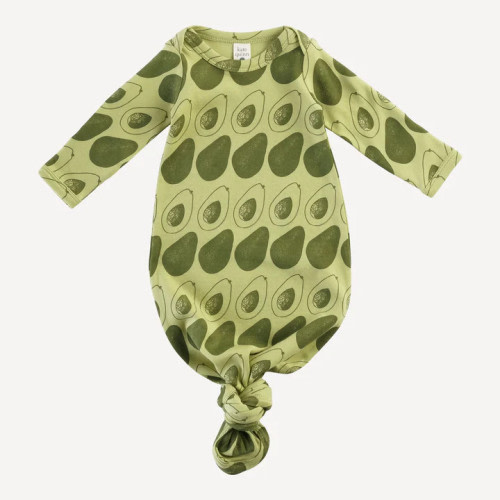 0-3mos Organic Knotted Gown - Avocado