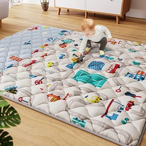 Car Portable Baby Play Mats 71" X 59" Thicker Non-Slip Cushioned Crawling Mat Waterproof Activity Playmats for Babies Toddler Tummy Time