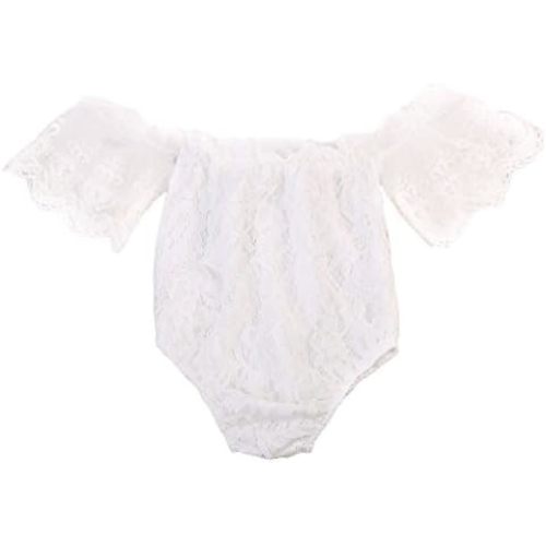 Newborn Baby Girl Lace Romper White Off-shoulder Embroidery Bodysuits Outfit Clothes
