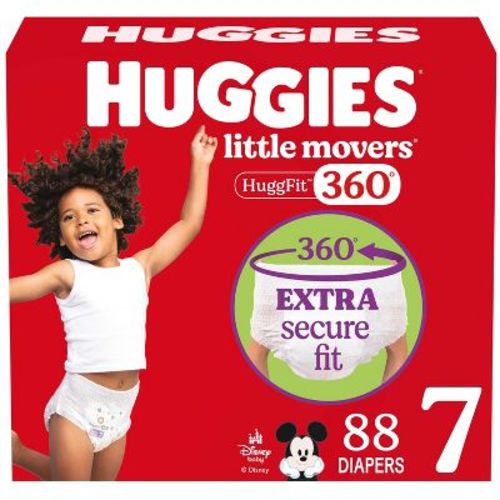Huggies Little Movers HuggFit 360 Pull On Diapers - Size 7 - 88ct