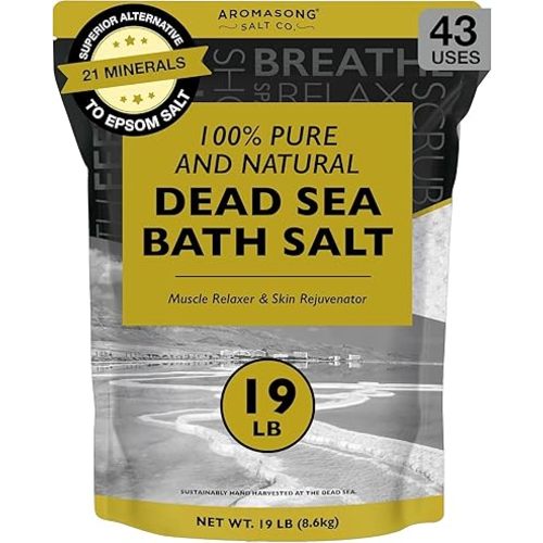 Aromasong Dead Sea Salt – 19 lb Fine Grain Bulk | Pure Mineral Bath Salt for Skin Care, Foot Soaks & Muscle Relaxation | Natural Dead Sea Minerals Better Absorbing Than Epsom Salt | Resealable Bag