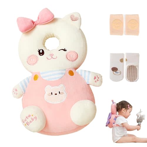 Baby Walker Head Protector Backpack Wear,Toddler Adjustable Baby Head Protection Backpack for Safety Baby Learning Walking Crawling (Cats)