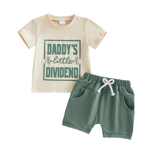 Kupretty Toddler Baby Boy Summer Clothes Letter Graphic Short Sleeve Shirt T-Shirt Tops + Casual Shorts Outfit Set