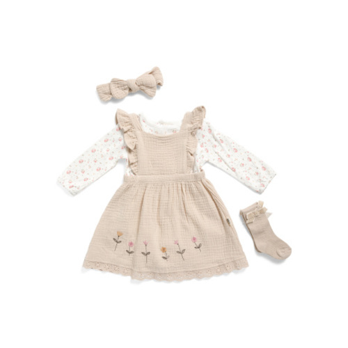 Newborn Girls 4pc Bodysuit And Jumper Dress Set | Baby | Marshalls