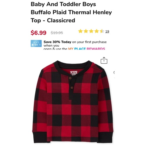 Baby And Toddler Boys Long Sleeve Buffalo Plaid Thermal Henley Top | The Children's Place - CLASSICRED