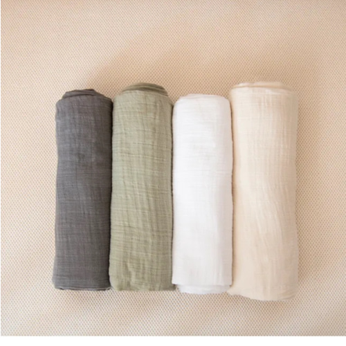 Organic Breathable Swaddle Blankets 4-Color Pack