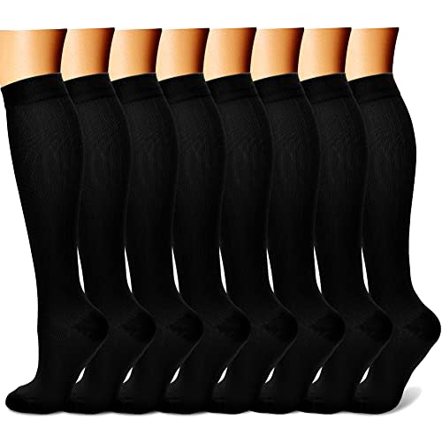 CHARMKING Compression Socks for Women & Men Circulation (8 Pairs) 15-20 mmHg is Best Support for Athletic Running,Cycling