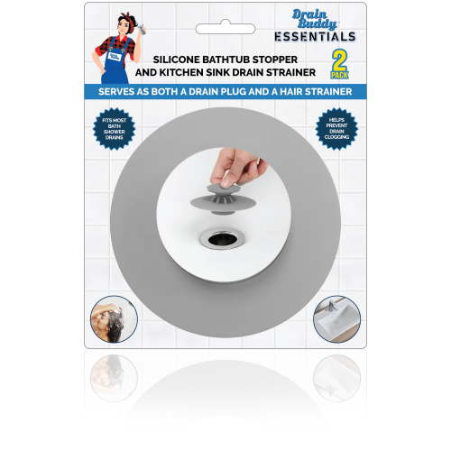 Drain Buddy 2 Pack Silicone Bathroom Drain Stopper and Hair Catcher