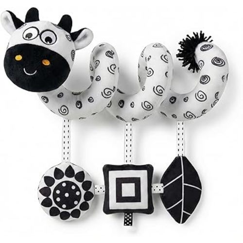 Car Seat Toys – Baby 0-6 Months High Contrast Black & White Spiral Car Seat Toy, Carseat Hanging for Newborn, Stroller, Baby Stroller Toy, Infant 0-6 Months, Crib Hanging