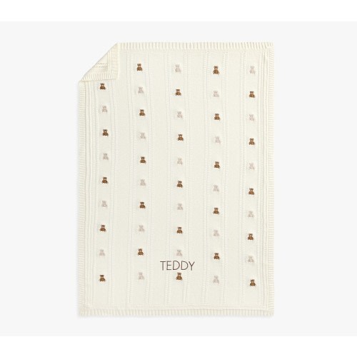 Dreamy Luxe Knit Teddy Bear Baby Blanket