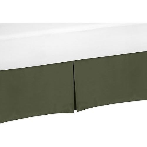 Sweet Jojo Designs Dark Green Boy Baby Crib Bed Skirt Nursery Dust Ruffle - Solid Color Hunter Forest Olive for Rustic Woodland Camo Deer Collection