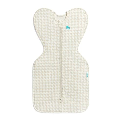 Love to Dream Swaddle UP, Sleep Sack 0-3 Months, Self-Soothing, Improves Sleep, Snug Fit Helps Calm Startle Reflex, Baby Essentials Must Haves Newborn, 1.0 TOG, 13-19 lbs, Tan Houndstooth