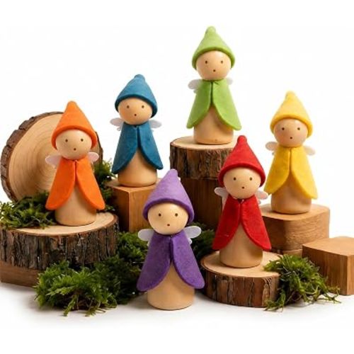 6 PCS Wooden Dollhouse People, Wooden Peg Dolls