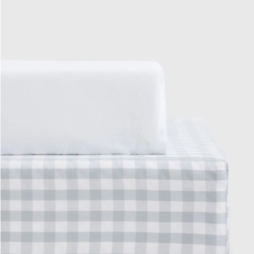 Organic Percale Gingham Crib Sheet 2-Pack in Blue Fog