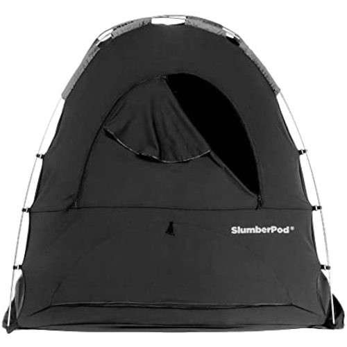 SlumberPod Portable Privacy Pod Blackout Canopy Sleeping Space for Age 4 Months and Up with Monitor Pouch and Zippered Window, Black and Gray