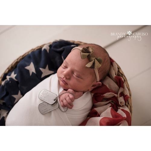 Newborn 2.5" OCP bow on nylon Air Force, Space Force and Army, elastic headbands for baby girl, Military Homecoming skinny thin, Newborn