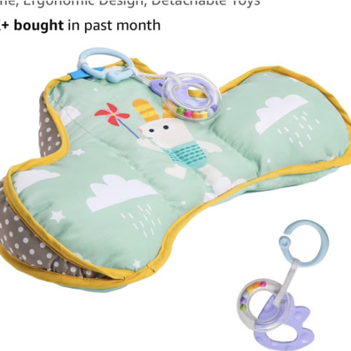 Taf Toys Baby Tummy Time Cushion | Perfect for 2-6 Months Old Babies, Enables Easier Development & Easier Parenting, Natural Developmental, Comfortable Tummy Time, Ergonomic Design, Detachable Toys