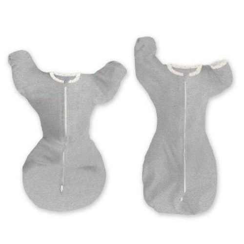 SwaddleDesigns Baby Transitional Swaddle Sack, Arms Up Elbow Sleeve Wearable Blanket - Heathered Gray - 3-6m
