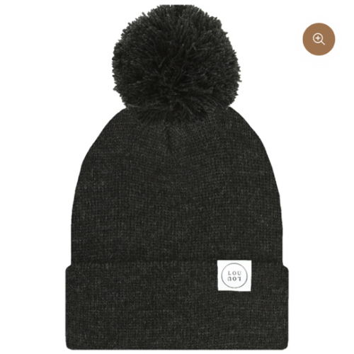Beanie with Pom - Heathered Black