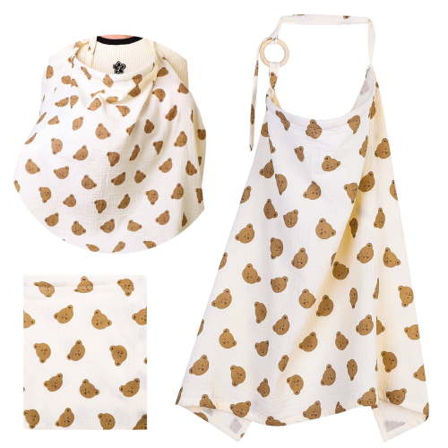 KABOER Nursing Covers for Breastfeeding, Large Enough Size Privacy Breast Feeding Cover with Arch Neckline for Mom and Baby, Breathable Pure Cotton Nursing Apron Multi-Use Stroller Cover