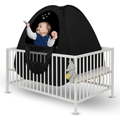 Baby Sleep Tent – Breathable Blackout Cover for Pack N Play, Crib Cover & Travel Sleep Pod, Easy pop up Setup for Toddlers and Babies Easy and Ready