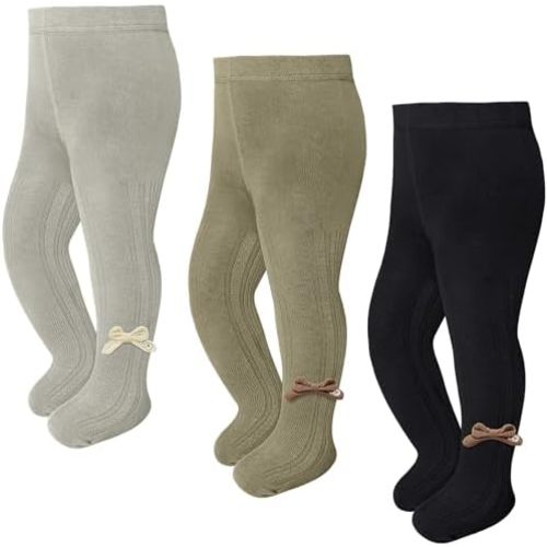 techcity Baby Girls Tights 3 Pack Cable Knit Leggings Stockings Infants Toddlers Cotton Pantyhose 0-8T