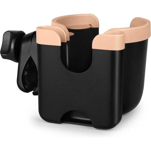 Stroller Cup Holder with Phone Holder, Bike Cup Holder, Universal Cup Holder for Uppababy Nuna Doona Strollers, 2-in-1 Cup Phone Holder for Walker Wheelchair Scooter Accessory Mix Pink