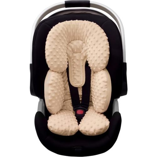 Pro Goleem Infant Car Seat Insert, Baby Head Neck Body Support, Soft Minky Newborn Car Seat Insert, 2-in-1 Reversible, Boys and Girls, Khaki