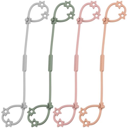 Toy Straps for Baby, 4 Pack Adjustable Stretchable Sippy Cup Straps, Sippy Bottles or Pacifier to Stroller, Highchair, Car Seat, Hanging Basket (4Pack,Gray/Sage/Blush/Muted)
