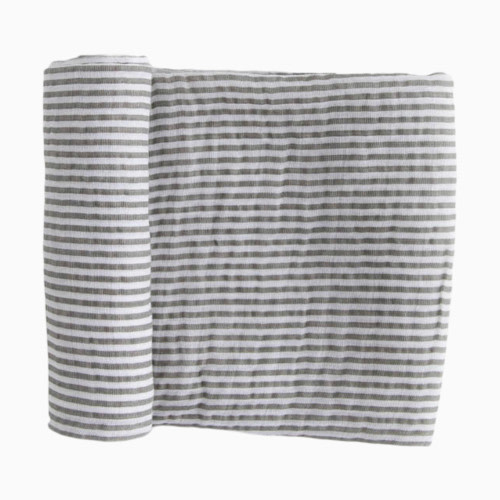 Cotton Muslin Swaddle Blanket - Grey Stripe