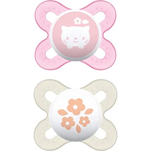 MAM Original Start Newborn Baby Pacifier, Best Pacifier for Breastfed Babies, Sterilizer Case, 0-3 Months, Girl, 2 Piece Set (Pack of 1)