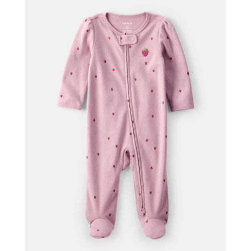 Strawberry Print 100% Cotton Sleep & Play Pajamas - Pink - Carter's | Carter's