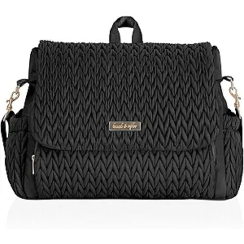 Hannah & Sophia Belle Convertible Baby Diaper Backpack & Bag in Black, Large Size, Dual Sided Water Resistant Changing Mat Included, Detachable Shoulder Straps, Easy To Use