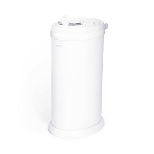 Ubbi Stainless Steel Diaper Pail - White: Childproof & Airtight Lid, Uses Silicone Liners, Holds Up to 55 Diapers