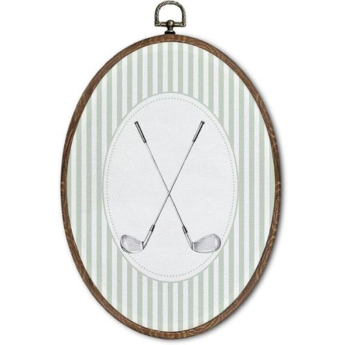 FLAWAFLOMA Vintage Golf Nursery Oval Wall Art Decor, Kids Room Canvas Wall Art Framed, Retro Golf Hanging Decorations for Kids Toddler Boy Playroom Nursery Room Decor, 8.6x11.4 Inch
