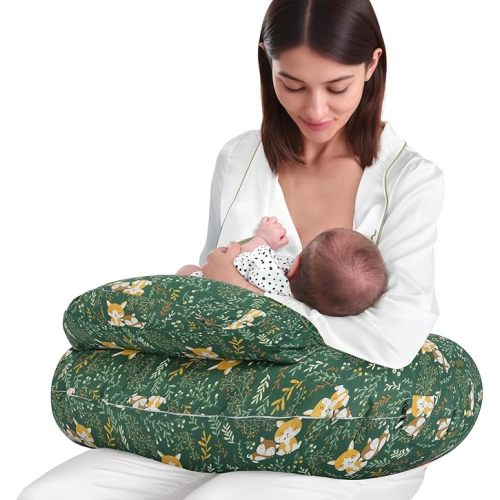 AMASKY Nursing Pillow for Breastfeeding and Bottle Feeding, Ergonomic Support for Mom and Baby, Removable Washable Cover, Pink Bear Pattern, Pallet of Product